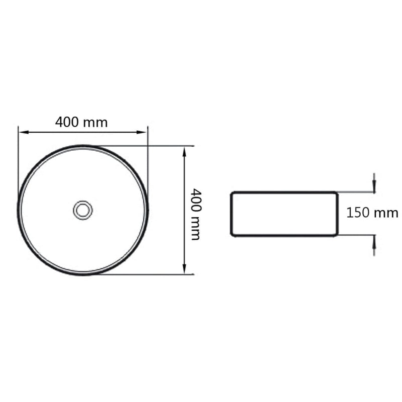 vidaXL kerek fekete kerámia mosdókagyló 40 x 15 cm