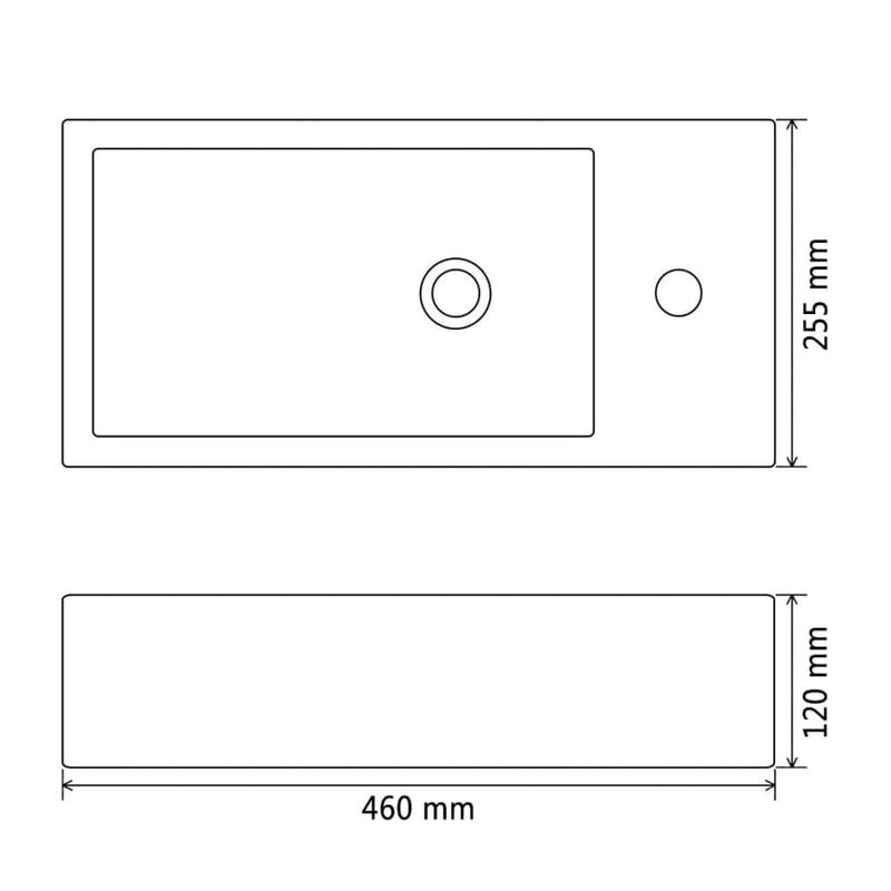 vidaXL fekete kerámia mosdó csaptelep furattal 46 x 25,5 x 12 cm