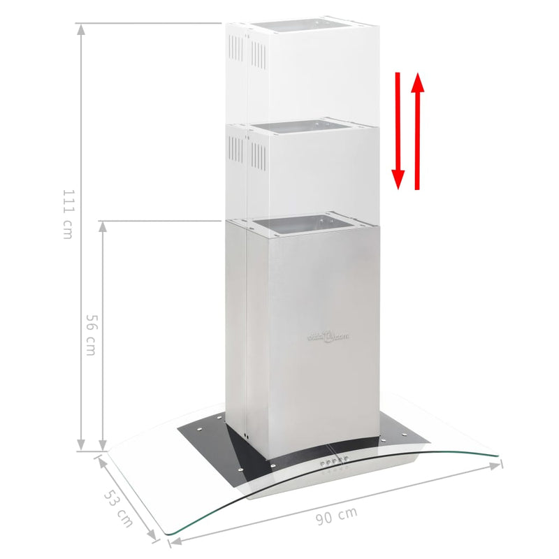 vidaXL rozsdamentes acél sziget páraelszívó 90 cm 756 m³/óra LED