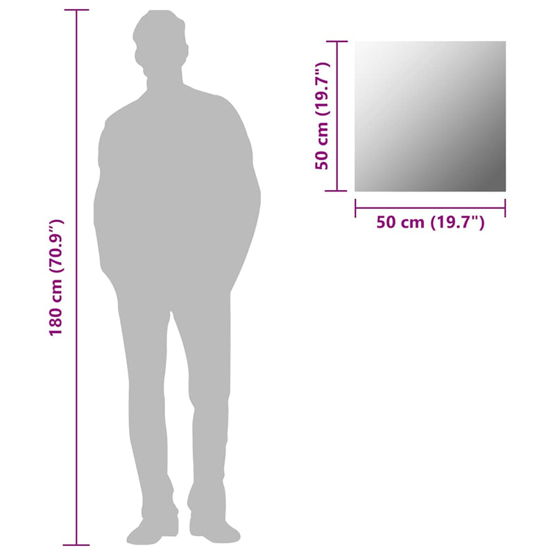 vidaXL négyzet alakú falitükör 50 x 50 cm