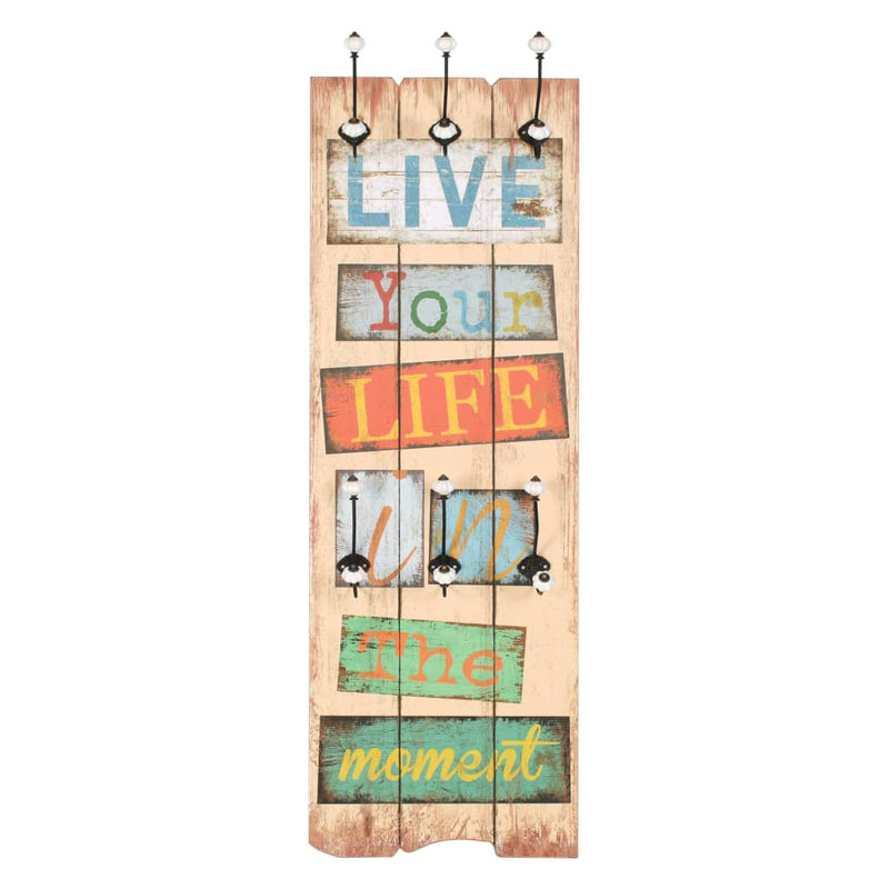 vidaXL falra szerelhető fogas 6 akasztóval 120 x 40 cm „LIVE LIFE”