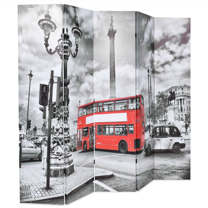 vidaXL fekete-fehér londoni busz mintás paraván 200 x 170 cm