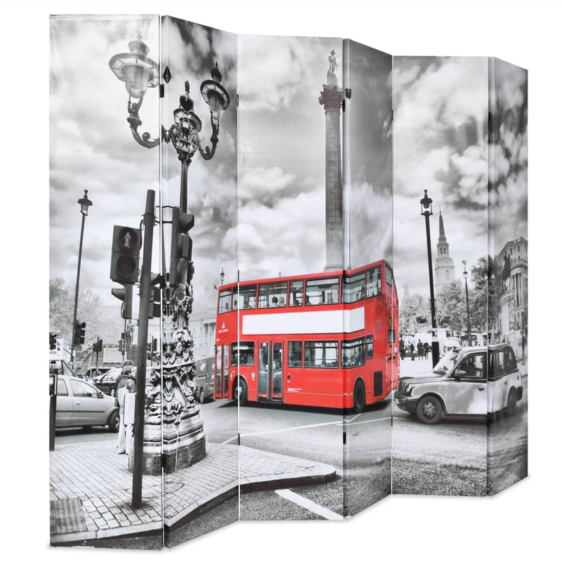 vidaXL fekete-fehér londoni busz mintás paraván 228 x 170 cm