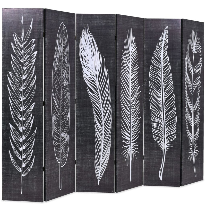 vidaXL fekete-fehér toll mintás paraván 228 x 170 cm
