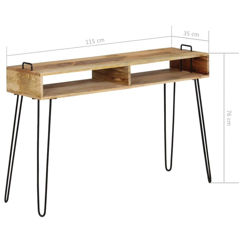 vidaXL tömör mangófa konzolasztal 115 x 35 x 76 cm