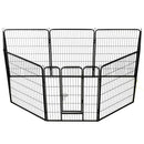 vidaXL fekete színű acél kutyakennel 8 panelből 80 x 100 cm