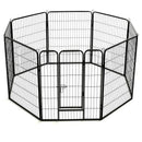 vidaXL fekete színű acél kutyakennel 8 panelből 80 x 100 cm