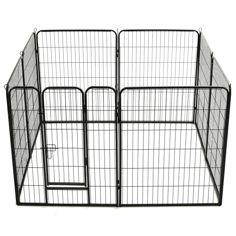 vidaXL fekete színű acél kutyakennel 8 panelből 80 x 100 cm
