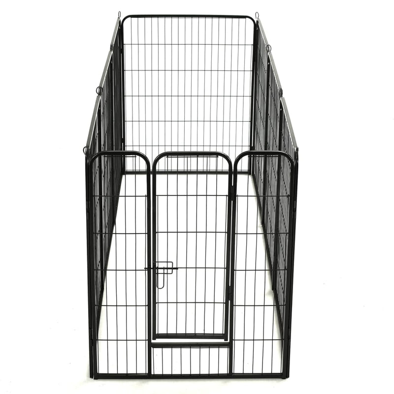 vidaXL fekete színű acél kutyakennel 8 panelből 80 x 100 cm