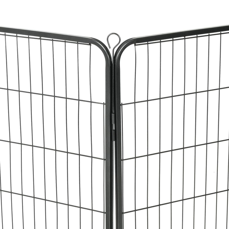 vidaXL fekete színű acél kutyakennel 8 panelből 80 x 100 cm