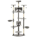 vidaXL szürke/fehér macskabútor szizál kaparófákkal 203 cm