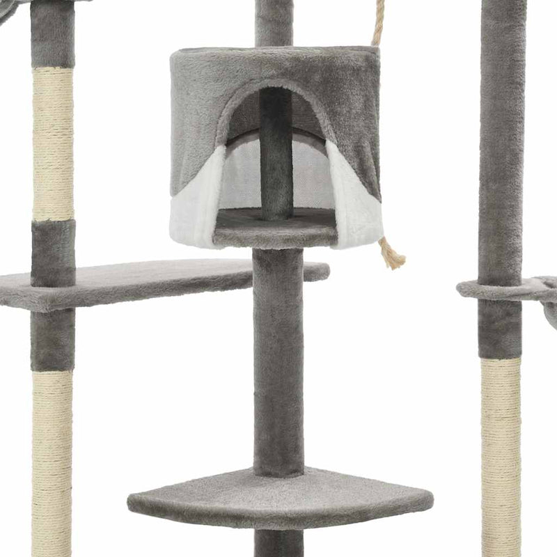 vidaXL szürke/fehér macskabútor szizál kaparófákkal 203 cm