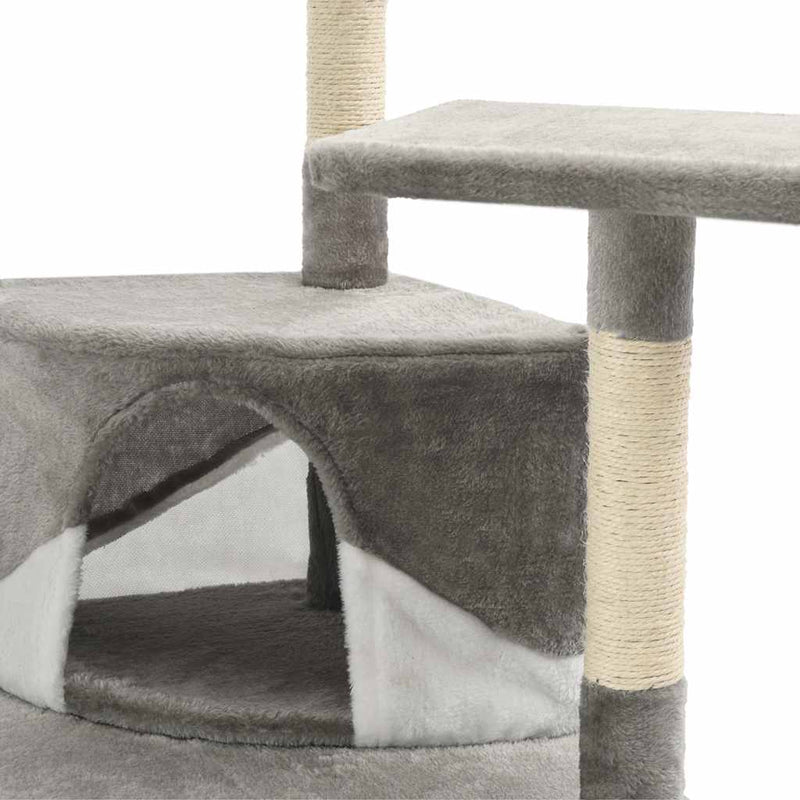 vidaXL szürke/fehér macskabútor szizál kaparófákkal 203 cm