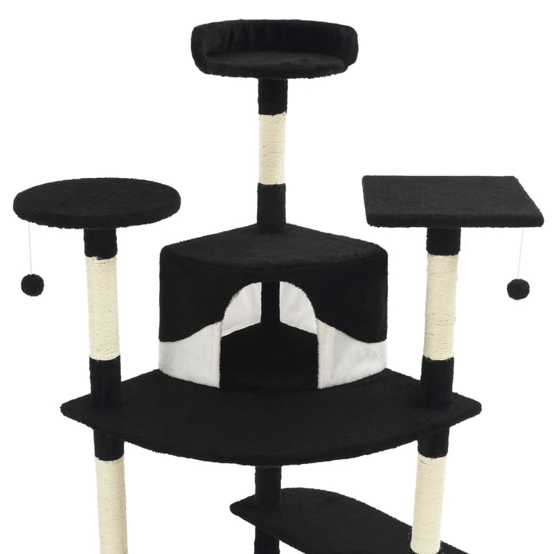 vidaXL fekete/fehér macskabútor szizál kaparófákkal 203 cm
