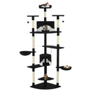 vidaXL fekete/fehér macskabútor szizál kaparófákkal 203 cm