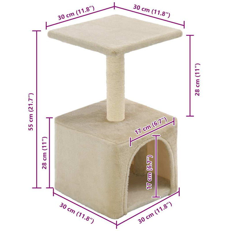 vidaXL bézs macskabútor szizál kaparófával 55 cm