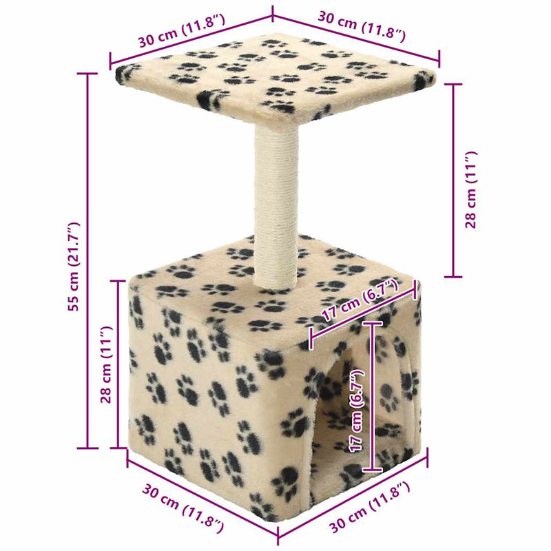 vidaXL bézs macskabútor szizál kaparófával 55 cm