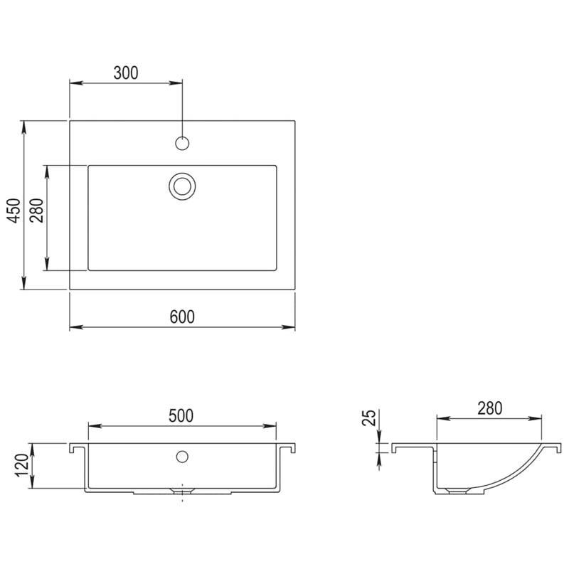 vidaXL fehér gránit mosdókagyló 600 x 450 x 120 mm