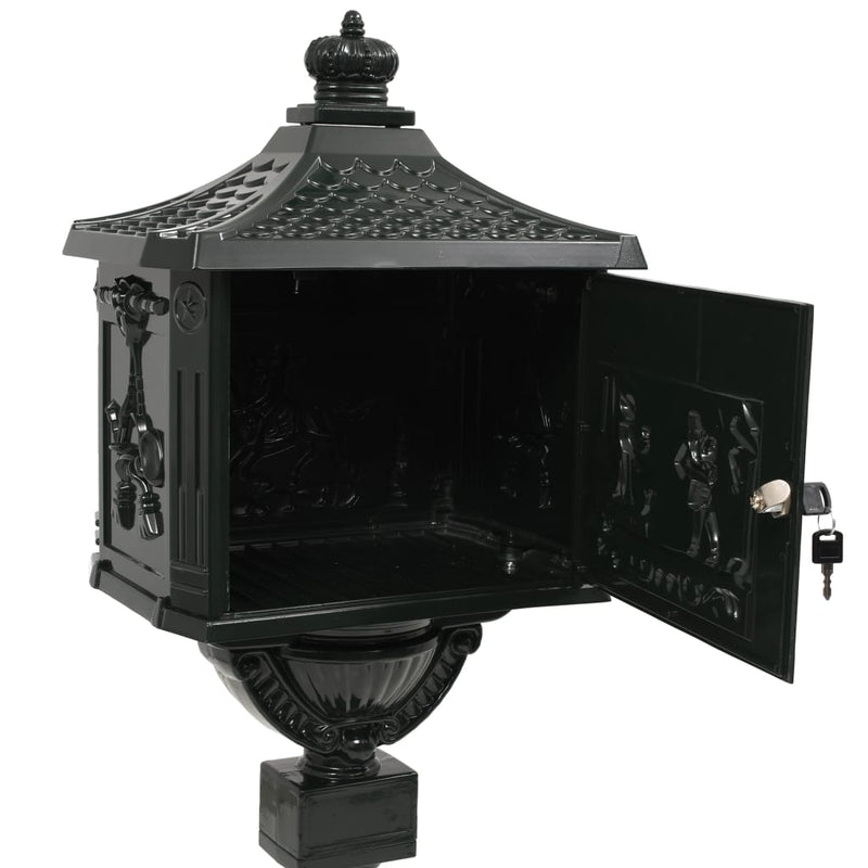 vidaXL zöld, vintage stílusú, rozsdamentes alumínium álló postaláda