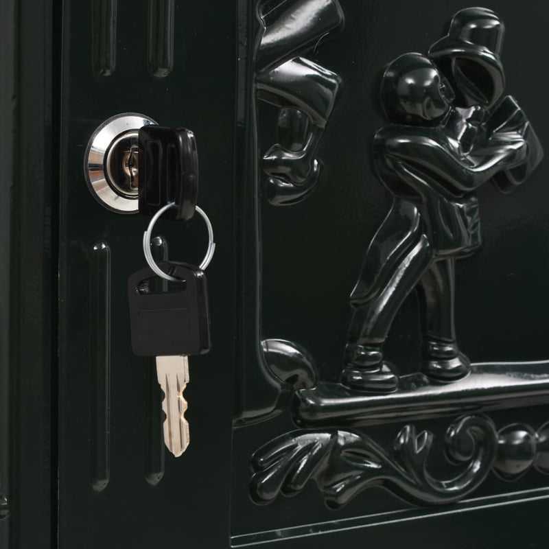 vidaXL zöld, vintage stílusú, rozsdamentes alumínium álló postaláda