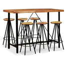 vidaXL 7-részes tömör akácfa és újrahasznosított fa bárszett