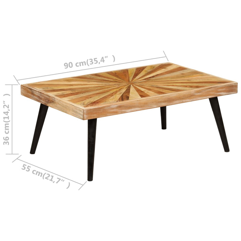 vidaXL tömör mangófa dohányzóasztal 90 x 55 x 36 cm