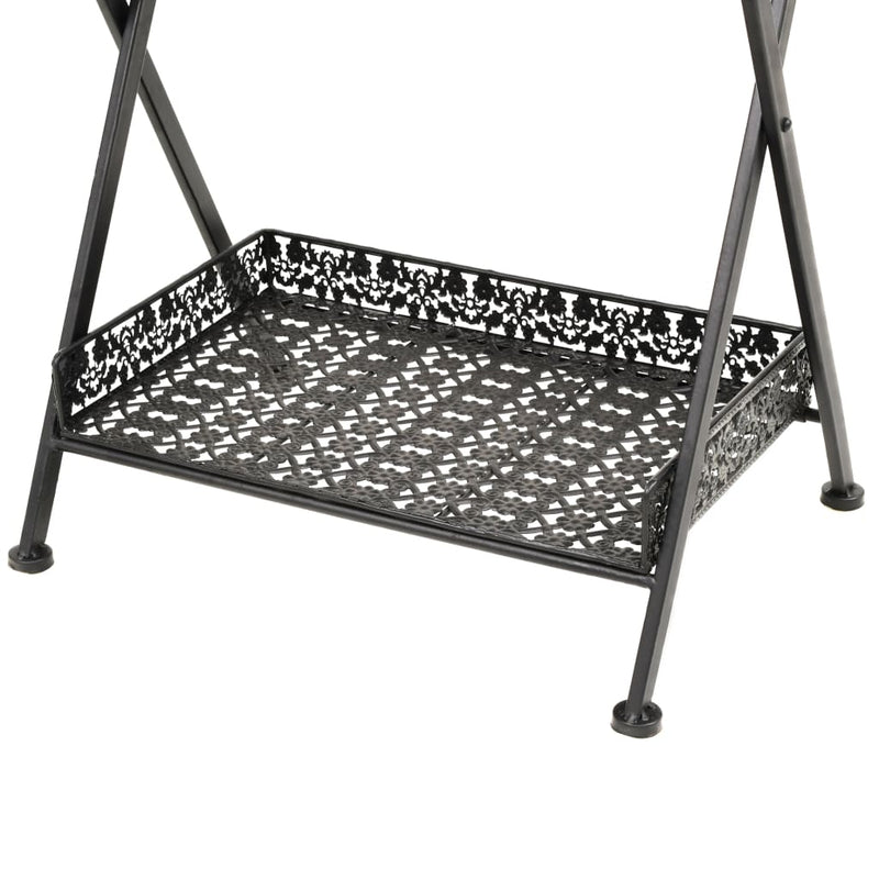 vidaXL vintage összecsukható fekete fém teázóasztal 58 x 35 x 72 cm