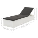 vidaXL fehér polyrattan napozóágy párnával