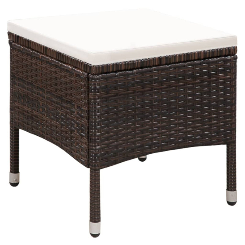 vidaXL barna polyrattan kültéri szék zsámollyal és párnákkal