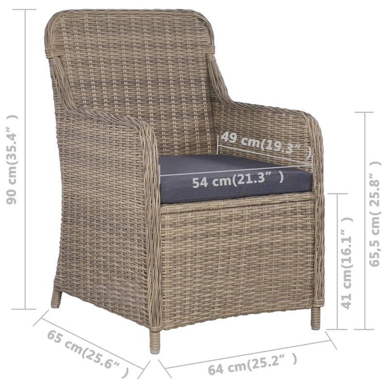vidaXL 2 db barna polyrattan kültéri szék párnával