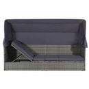 vidaXL szürke polyrattan napellenzős kerti ágy 205 x 62 cm