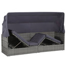 vidaXL szürke polyrattan napellenzős kerti ágy 205 x 62 cm