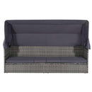 vidaXL szürke polyrattan napellenzős kerti ágy 205 x 62 cm