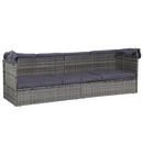 vidaXL szürke polyrattan napellenzős kerti ágy 205 x 62 cm