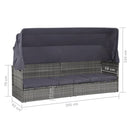 vidaXL szürke polyrattan napellenzős kerti ágy 205 x 62 cm