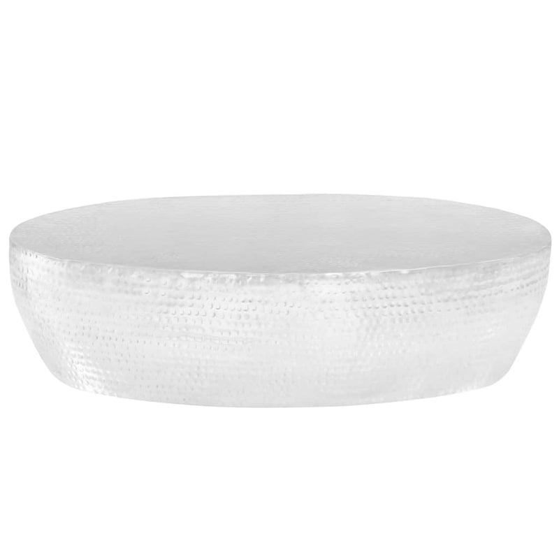 vidaXL ezüst kalapált alumínium dohányzóasztal 100 x 50 x 28 cm