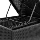 vidaXL fekete polyrattan napozóágy párnával