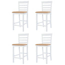 vidaXL 5 részes barna-fehér tömör fa bárasztal és szék garnitúra