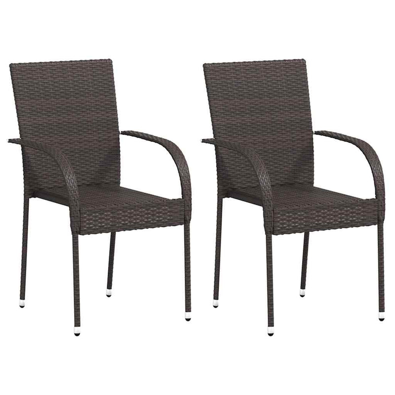 vidaXL 2 db barna polyrattan rakásolható kültéri szék