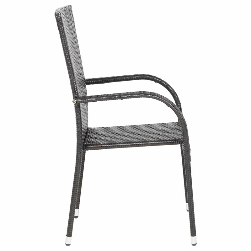 vidaXL 2 db barna polyrattan rakásolható kültéri szék