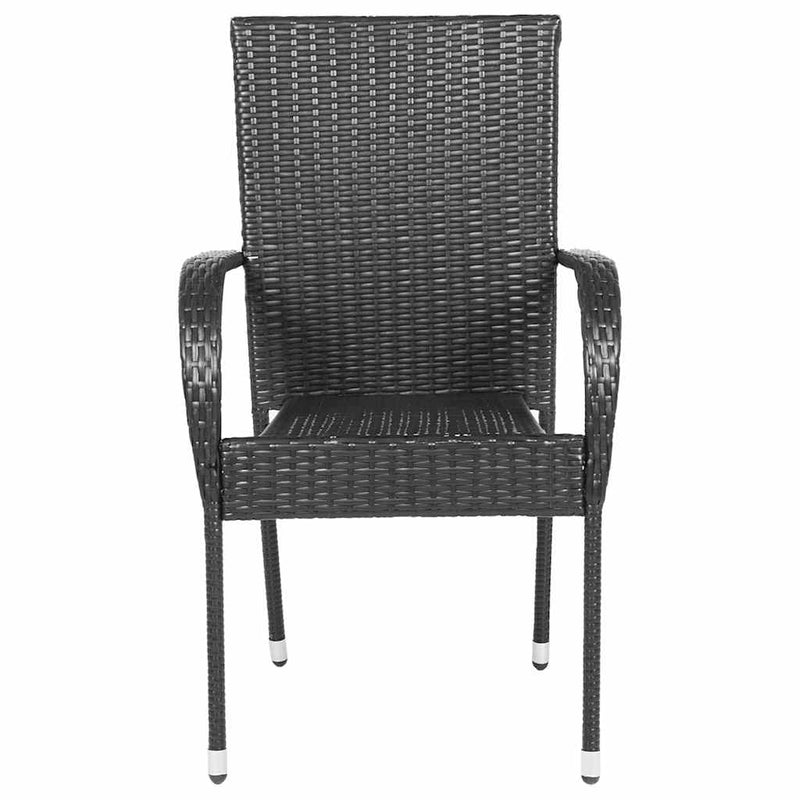 vidaXL 2 db fekete rakásolható polyrattan kültéri szék