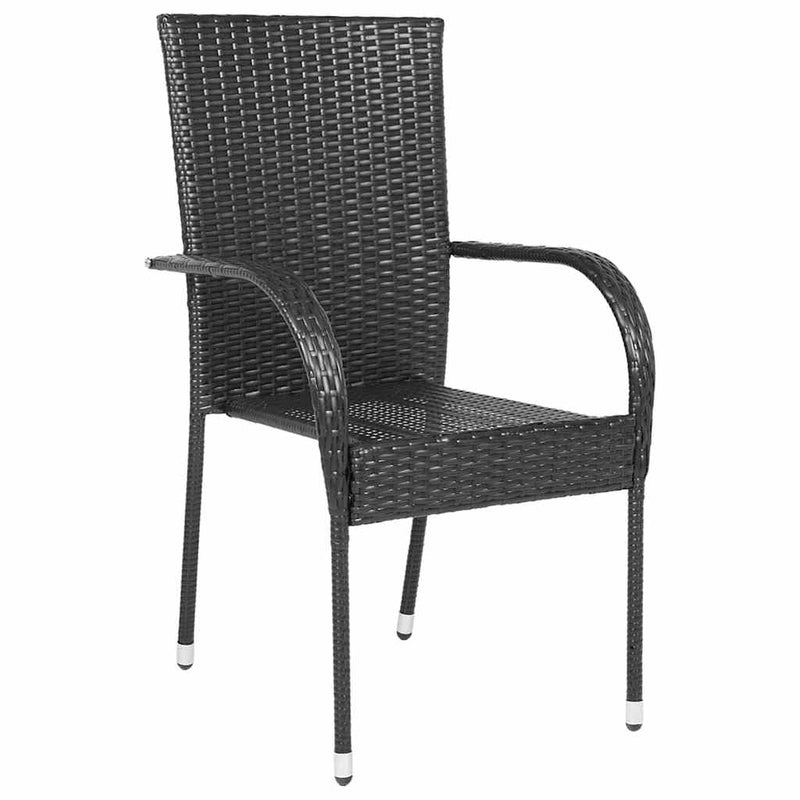 vidaXL 2 db fekete rakásolható polyrattan kültéri szék
