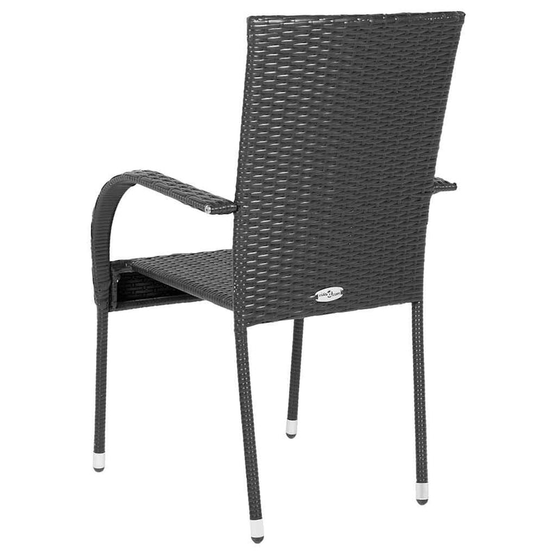 vidaXL 2 db fekete rakásolható polyrattan kültéri szék