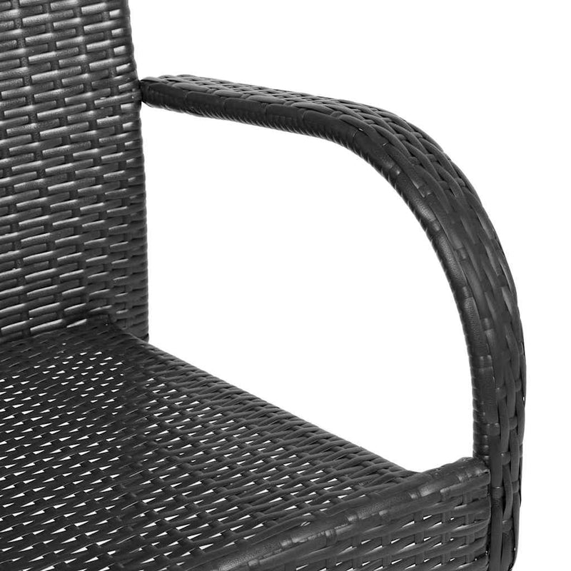 vidaXL 2 db fekete rakásolható polyrattan kültéri szék