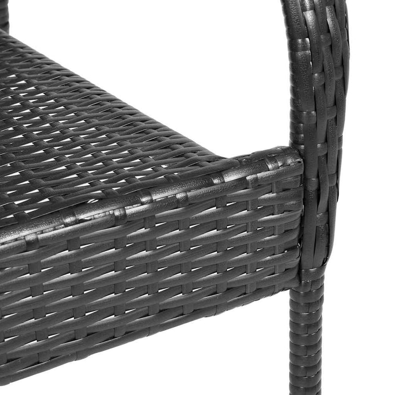 vidaXL 2 db fekete rakásolható polyrattan kültéri szék