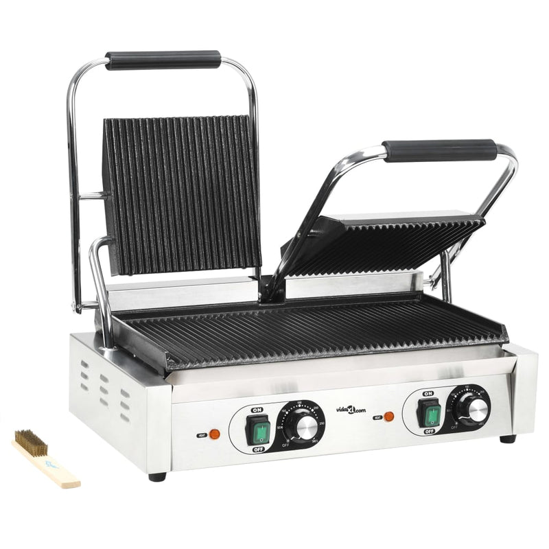 vidaXL dupla kontaktgrill rozsdamentes acélból 3600 W 57x30,5x20 cm