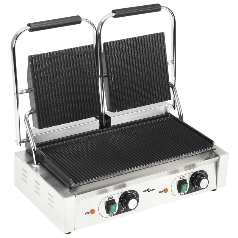 vidaXL dupla kontaktgrill rozsdamentes acélból 3600 W 57x30,5x20 cm