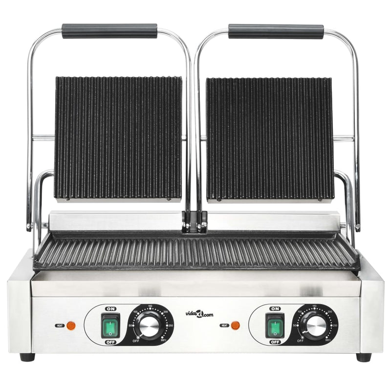 vidaXL dupla kontaktgrill rozsdamentes acélból 3600 W 57x30,5x20 cm