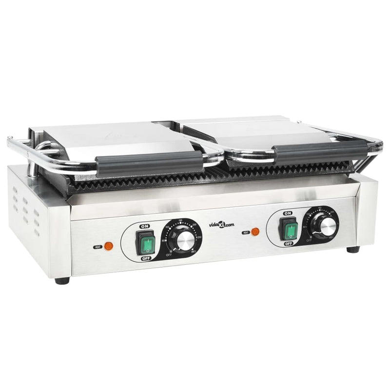 vidaXL dupla kontaktgrill rozsdamentes acélból 3600 W 57x30,5x20 cm