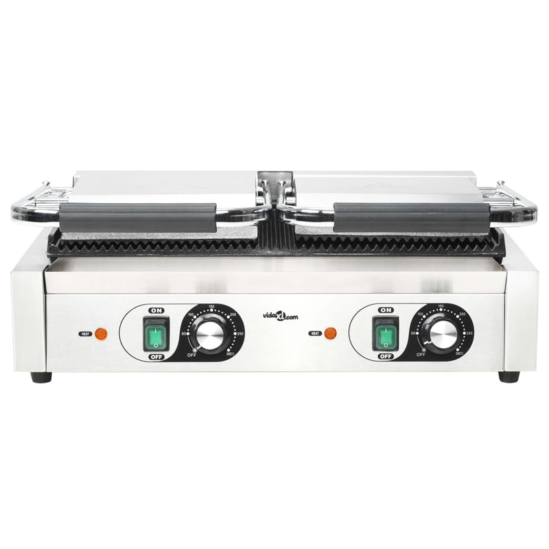 vidaXL dupla kontaktgrill rozsdamentes acélból 3600 W 57x30,5x20 cm